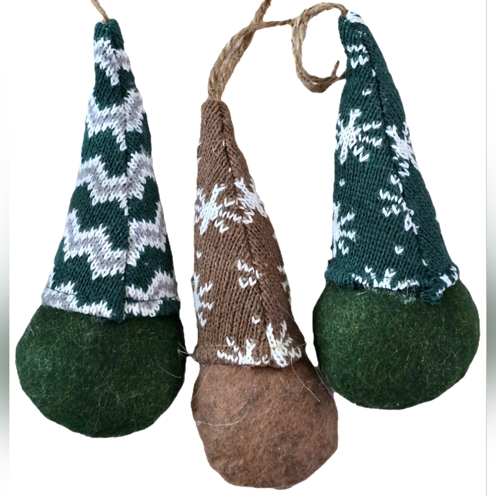 NWT Lot of 3 Whimsical Plush Gnome Nisse Elf Christmas Ornaments - Picture 3 of 3